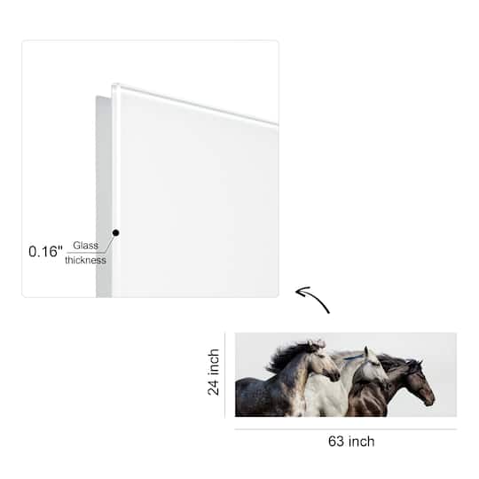 Empire Art Direct 63" x 24" Horse Trilogy 1 Frameless Free Floating Printed Tempered Glass Wall Art